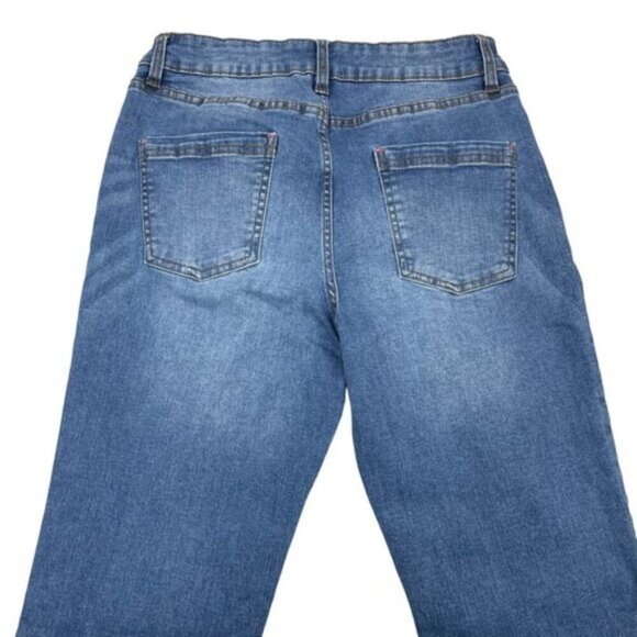 Pink Tartan Womens Flare Raw Hem Jean Size 2 - Picture 6 of 7